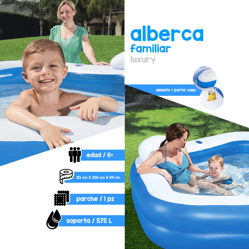 Alberca Inflable Familiar Pentagonal Bestway Piscina 200 Cm Azul 