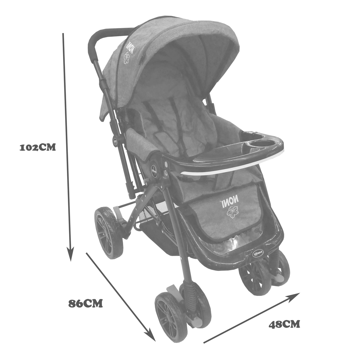 Carriola de Lujo para Bebé Angelin Noni Gris 555-O.