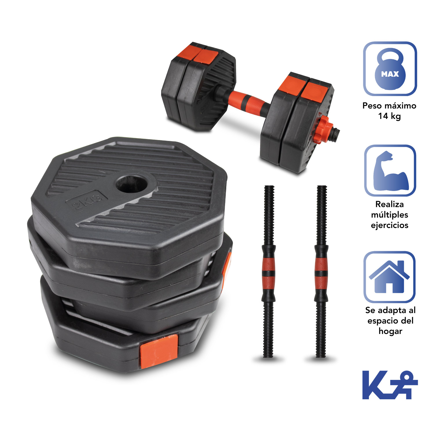 Set Kit Mancuernas Pesas Multiusos Ajustables 4en1 Hogar Gym