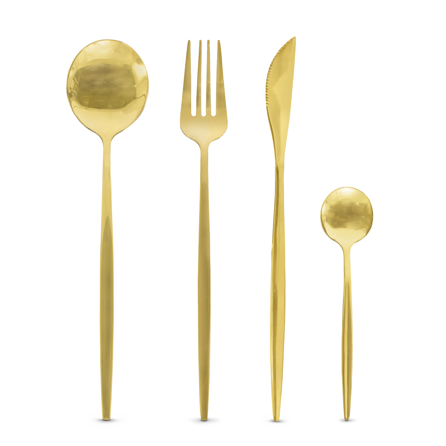 Juego De Cubiertos Dorados 24 Piezas, Cuchillo Cucharas Tenedores