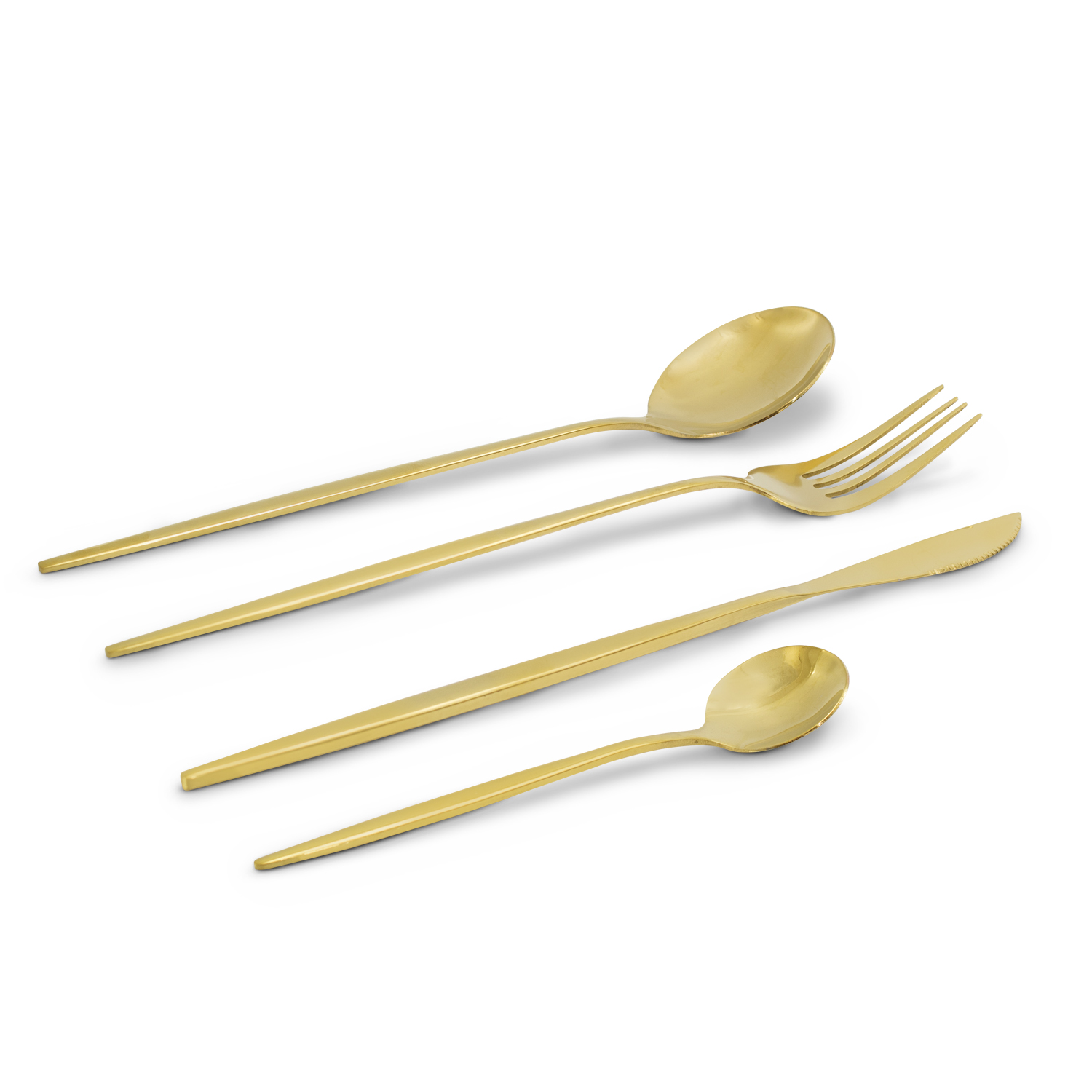 Juego De Cubiertos Dorados 24 Piezas, Cuchillo Cucharas Tenedores