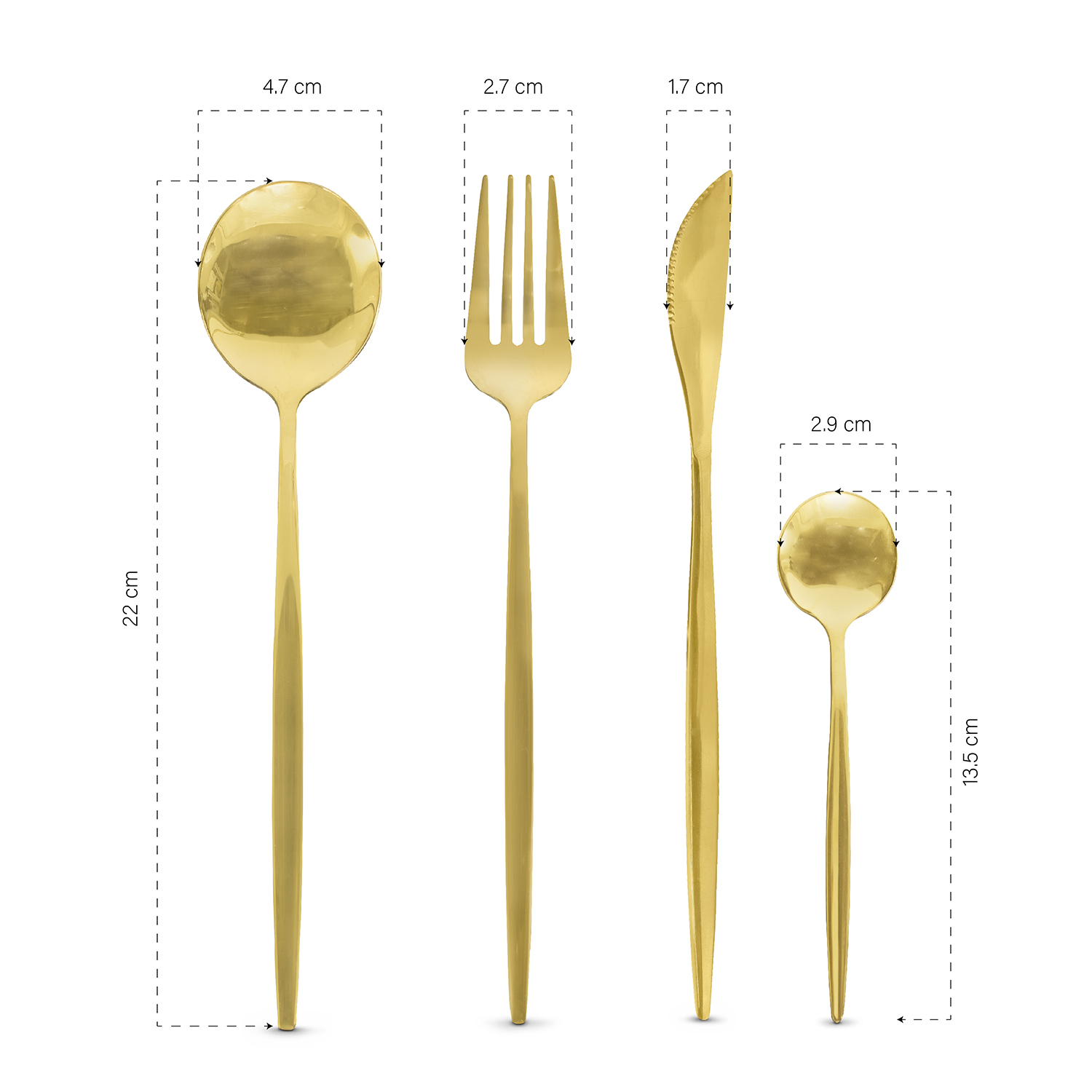 Juego De Cubiertos Dorados 24 Piezas, Cuchillo Cucharas Tenedores