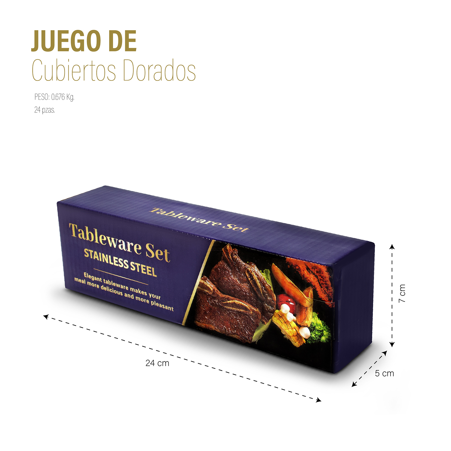 Juego De Cubiertos Dorados 24 Piezas, Cuchillo Cucharas Tenedores