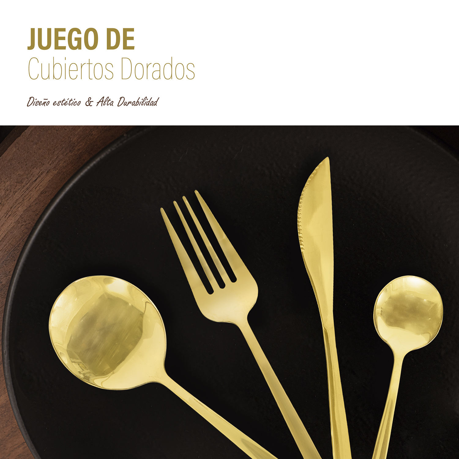 Juego De Cubiertos Dorados 24 Piezas, Cuchillo Cucharas Tenedores