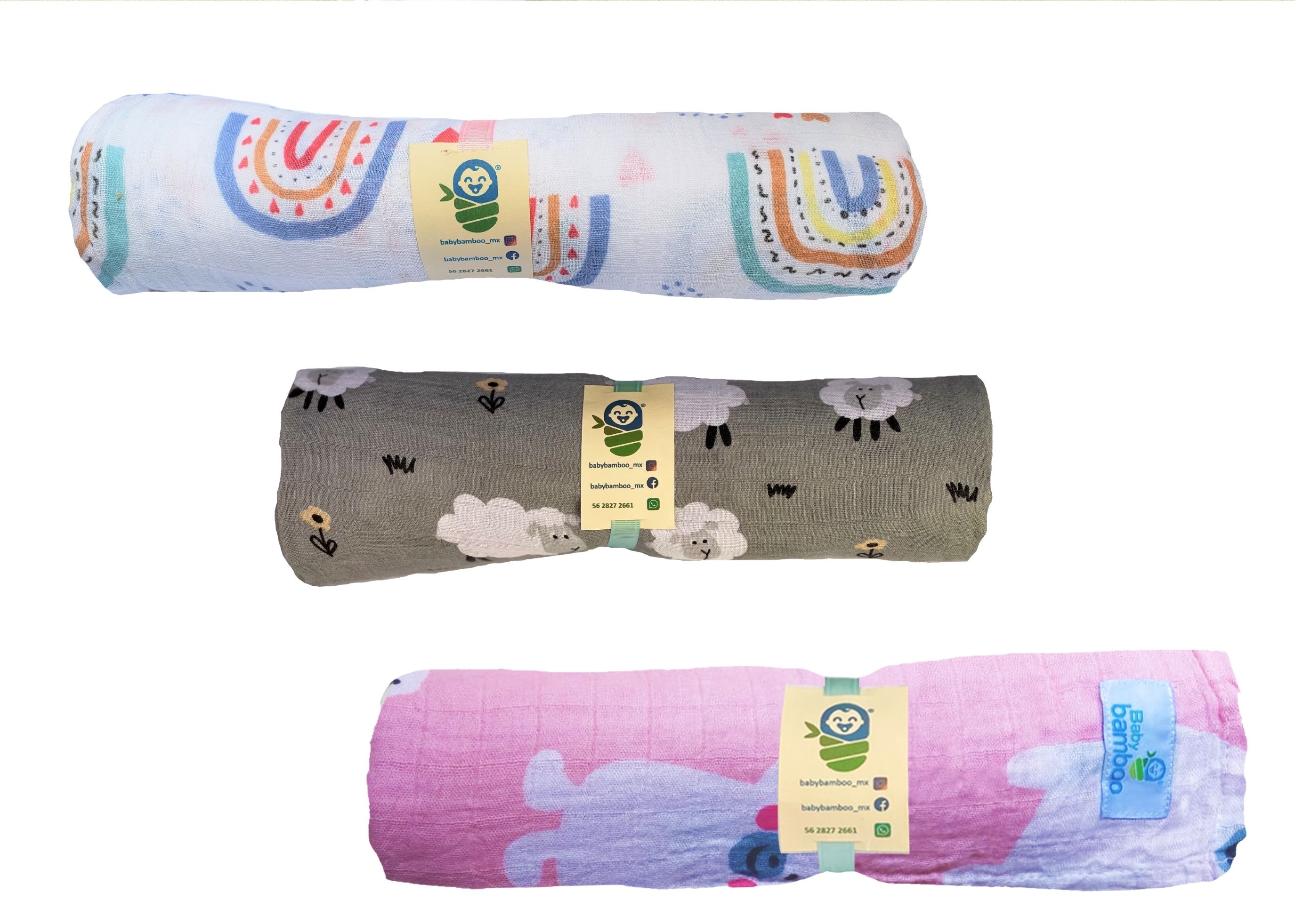 3 Muselinas Sábana para bebé Bambú y  algodón Niña