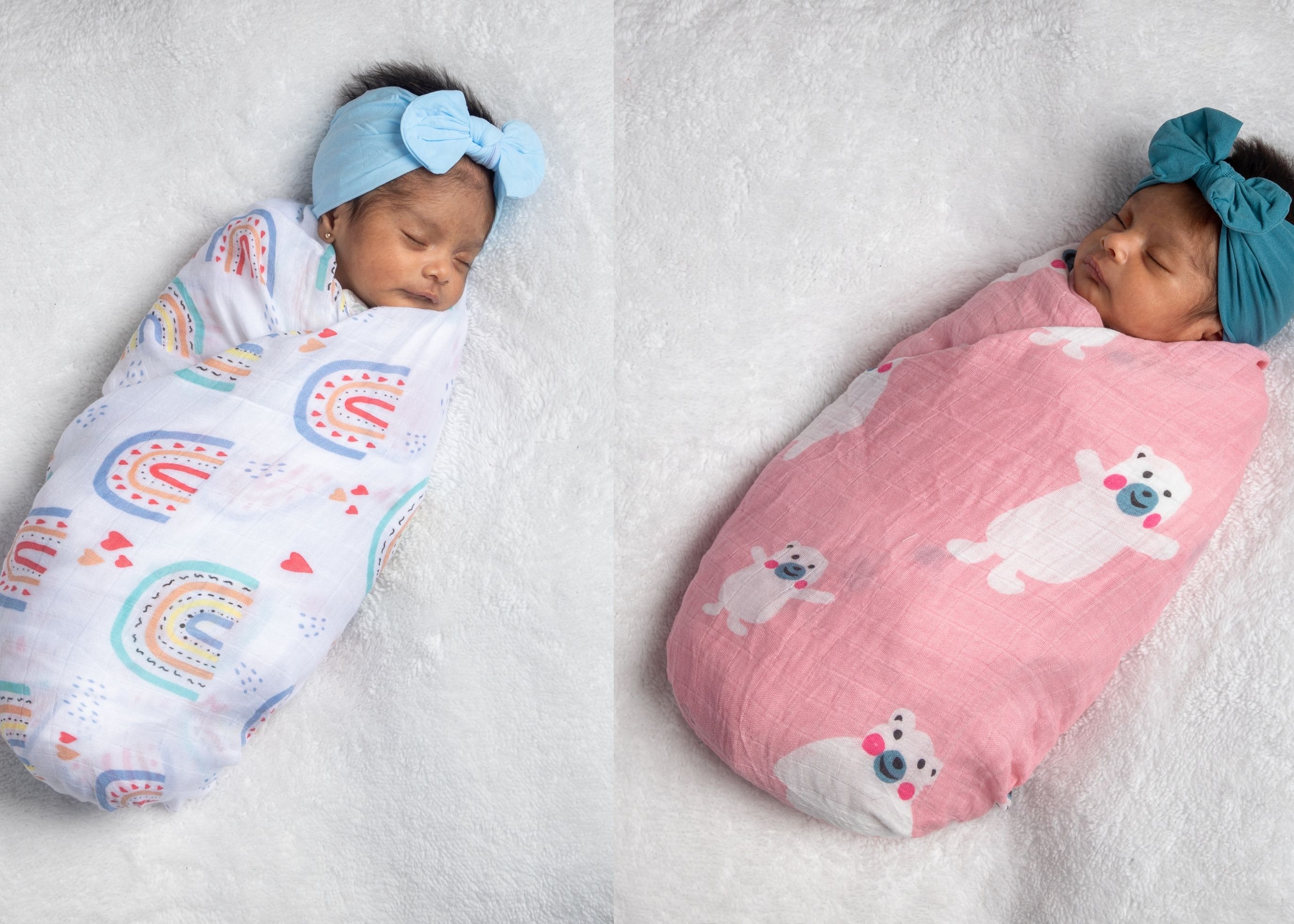 3 Muselinas Sábana para bebé Bambú y  algodón Niña