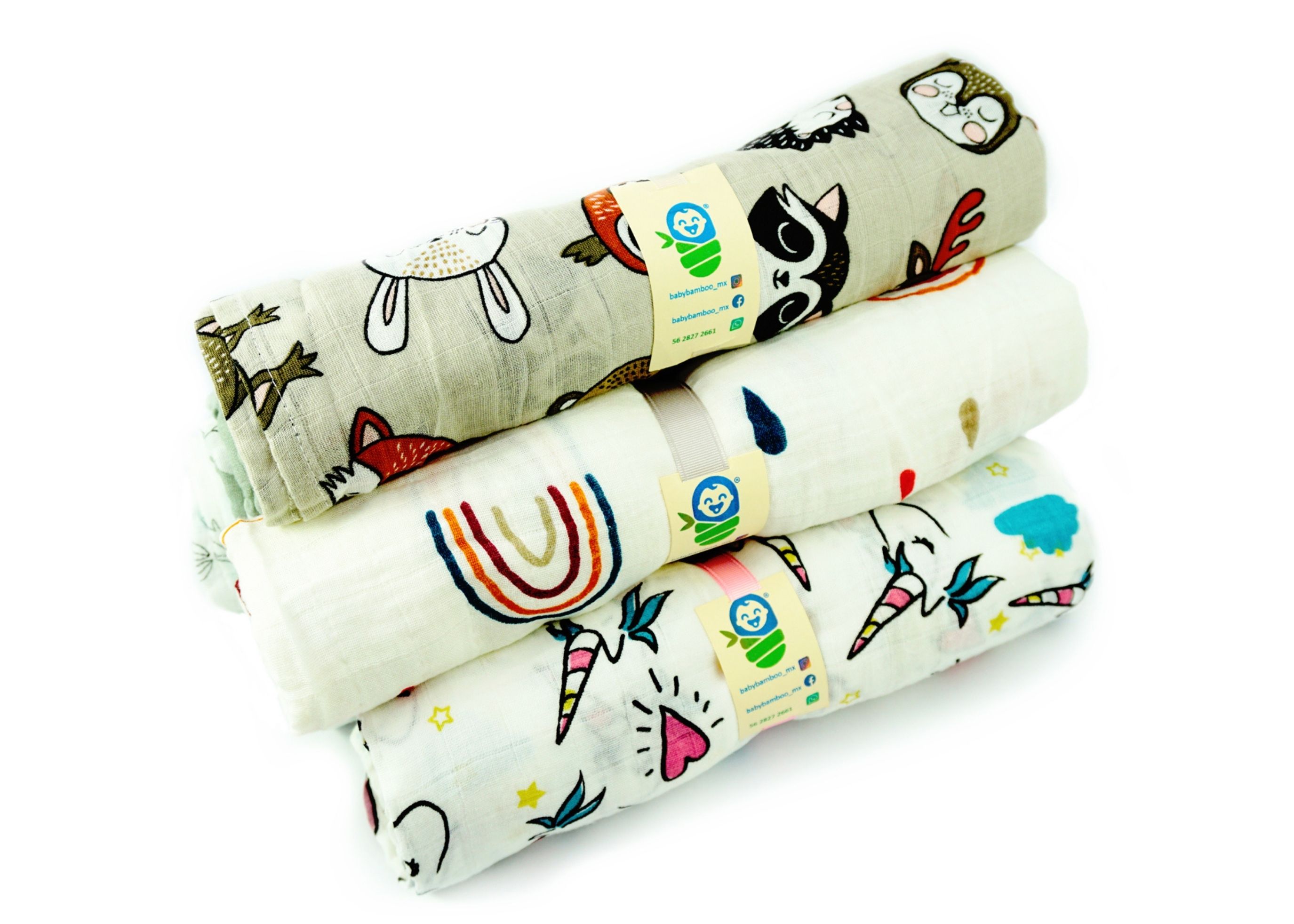 3 Muselinas Sábana para bebé Bambú y  algodón Niña
