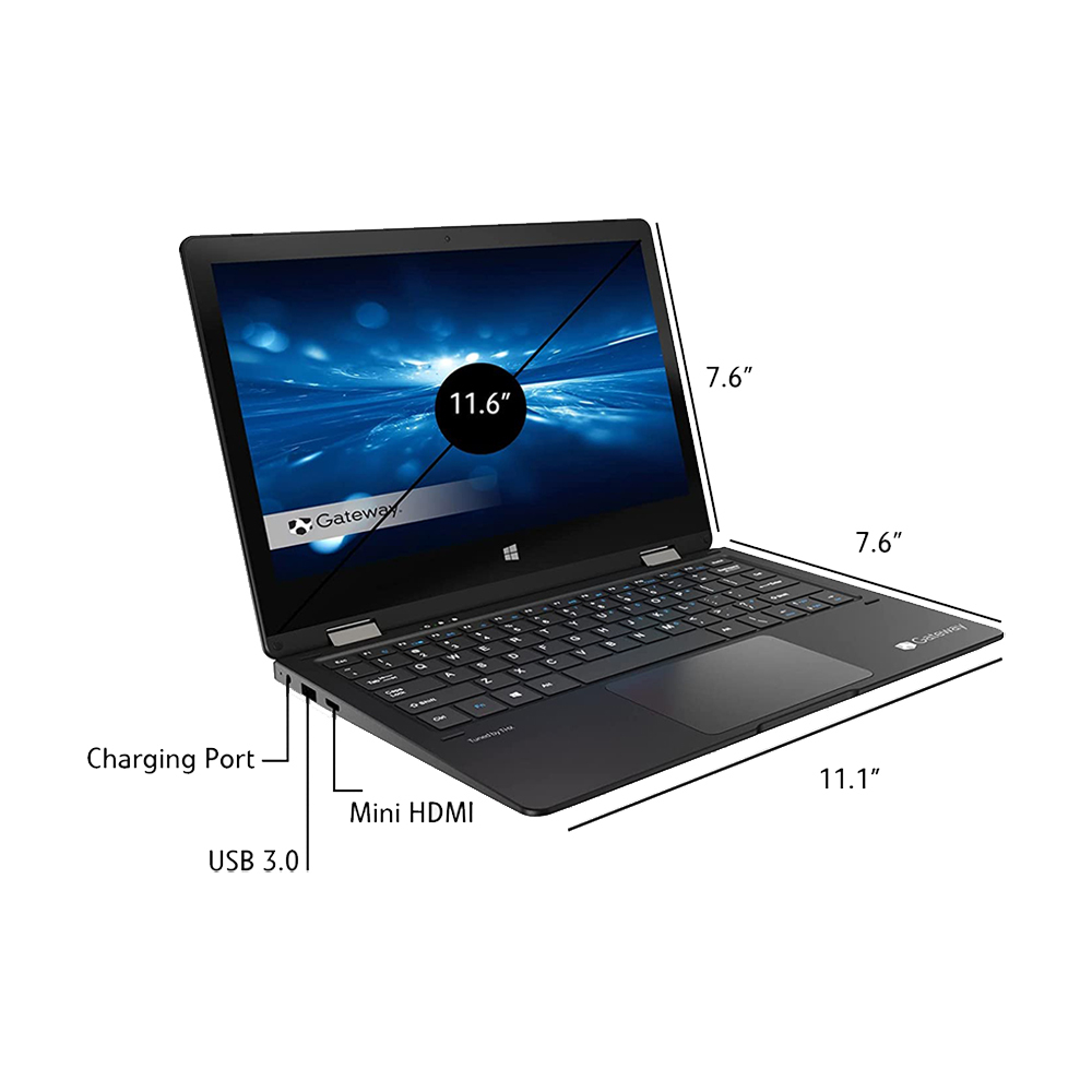 Laptop 2 en 1 Gateway Intel Celeron 64GB - Ram 4GB Pantalla 11.6'' Windows 10 - Negro