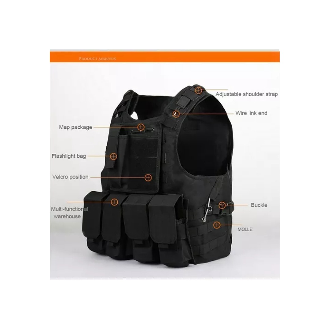 Chaleco Tactico Paintball Airsoft Bolsos Removibles Tactical