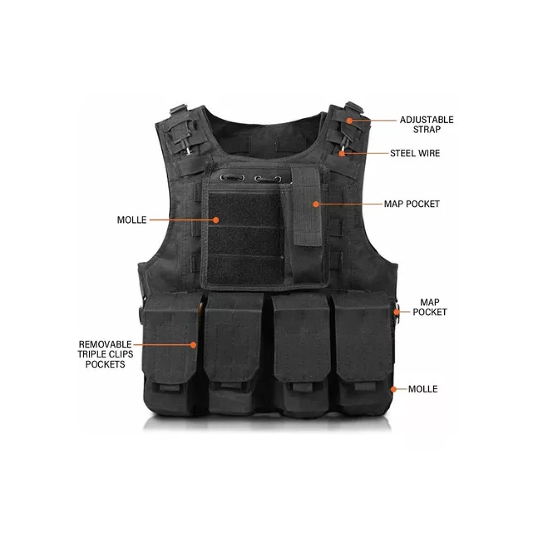 Chaleco Táctico Militar Bolsos Removibles Airsoft Paintball