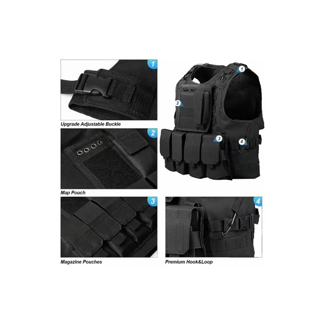 Chaleco Táctico Militar Bolsos Removibles Airsoft Paintball