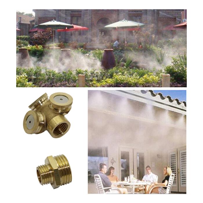 Boquilla de Nebulización Atomizador MXZLE-001-4 1 pza Orificio 0,1mm 0,03LPM 30-300 PSI Interior Acero inoxidable Exterior Laton Niebla Fina UNC10-24 Hilo 3 Cabezales, NozzlesThree