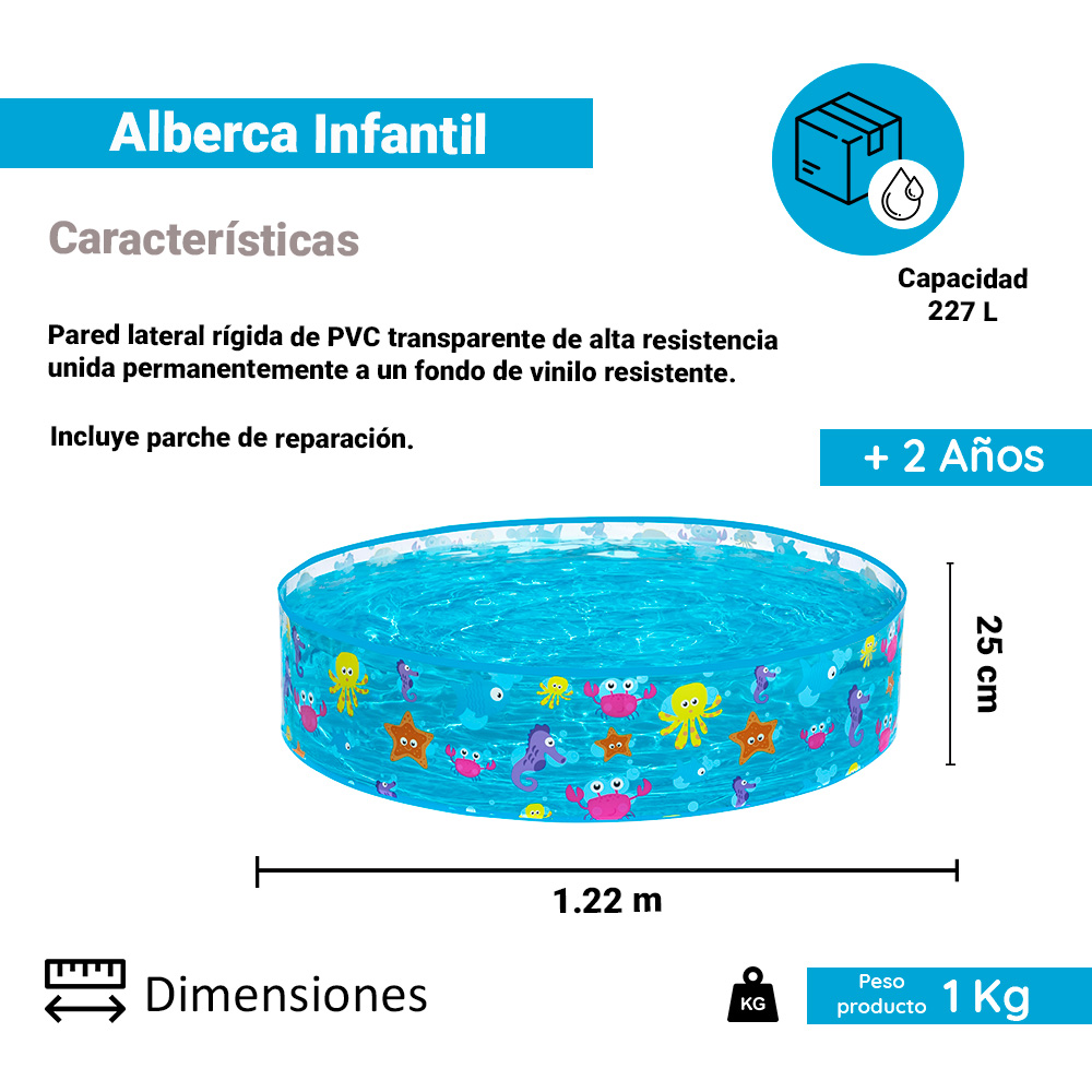 Alberca Piscina Rígida Infantil Circular Diseño de Peces 1.22 mts Bestway