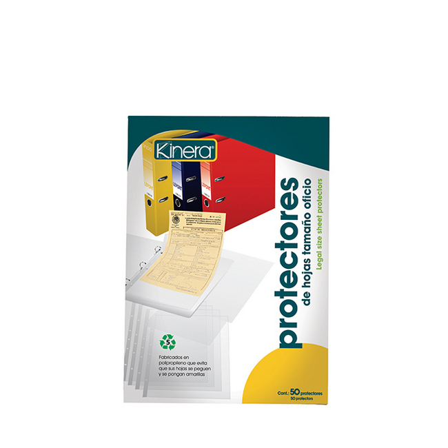 Protectores De Hojas Oficio Kinera 50 Pz Carpeta