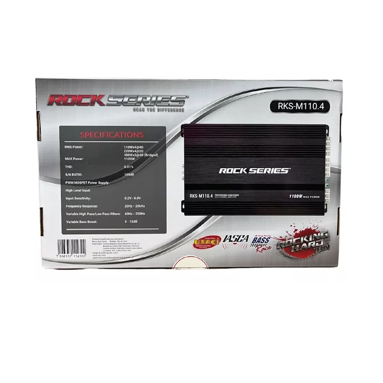 Amplificador para auto 4 Canales Rock Series 1100 Watts RKS-P110.4