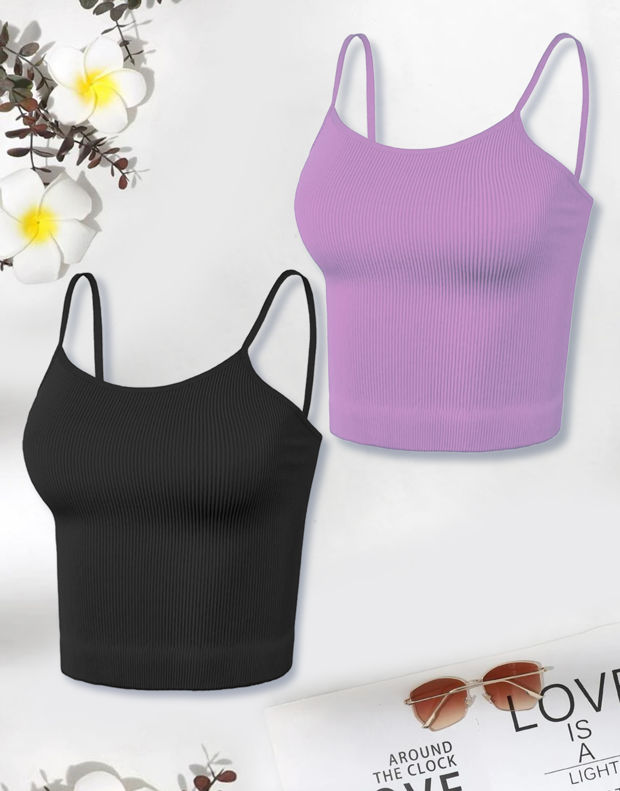 Pack 2 Blusas De Tirante Canalé Fresca Basicos Mujer Moda