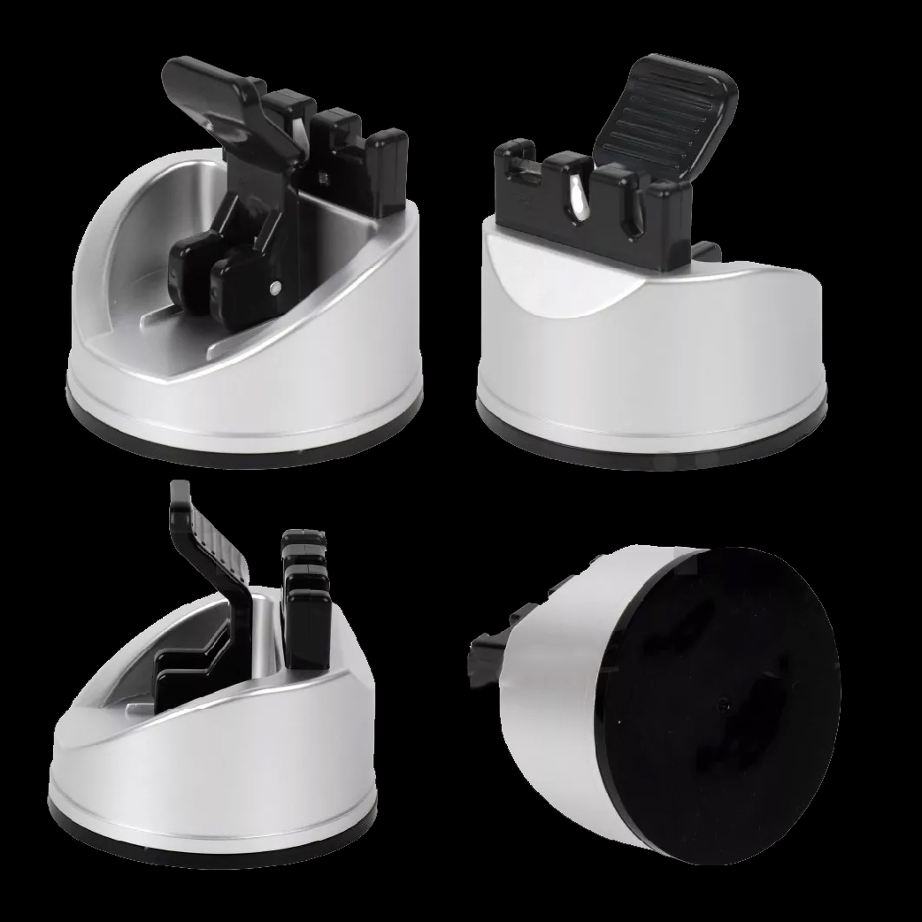 Afilador de cuchillos y tijeras de chef de cocina, herramientas de cocina de 3 etapas para afilar y restaurar cuchillo recto o dentado con base antiderrapante.