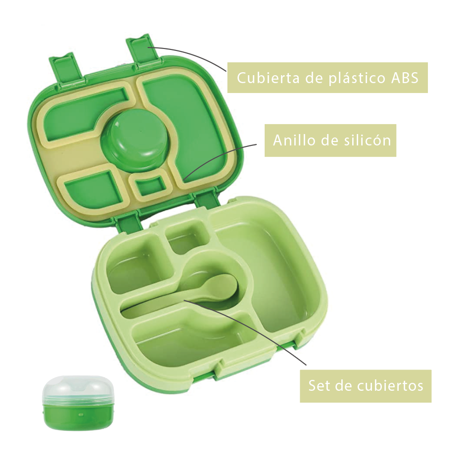 Lonchera Lunch box bento portátil para niños y adultos con 5 compartimentos  de sellado hermético, libre