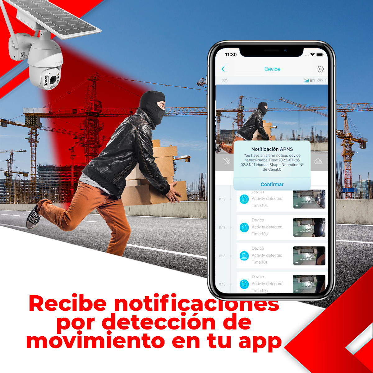 Cámara seguridad video vigilancia solar inalambrica wifi hd
