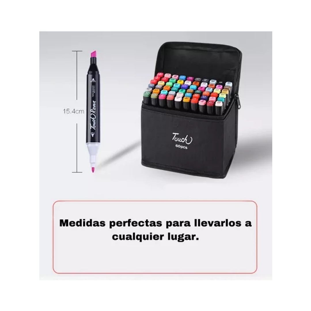 Marcadores Doble Punta Plumones Punta Pincel 60 Colors