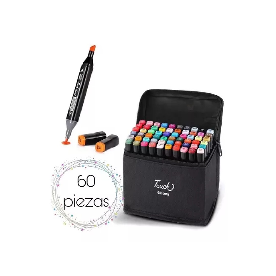 Marcadores Doble Punta Plumones Punta Pincel 60 Colors