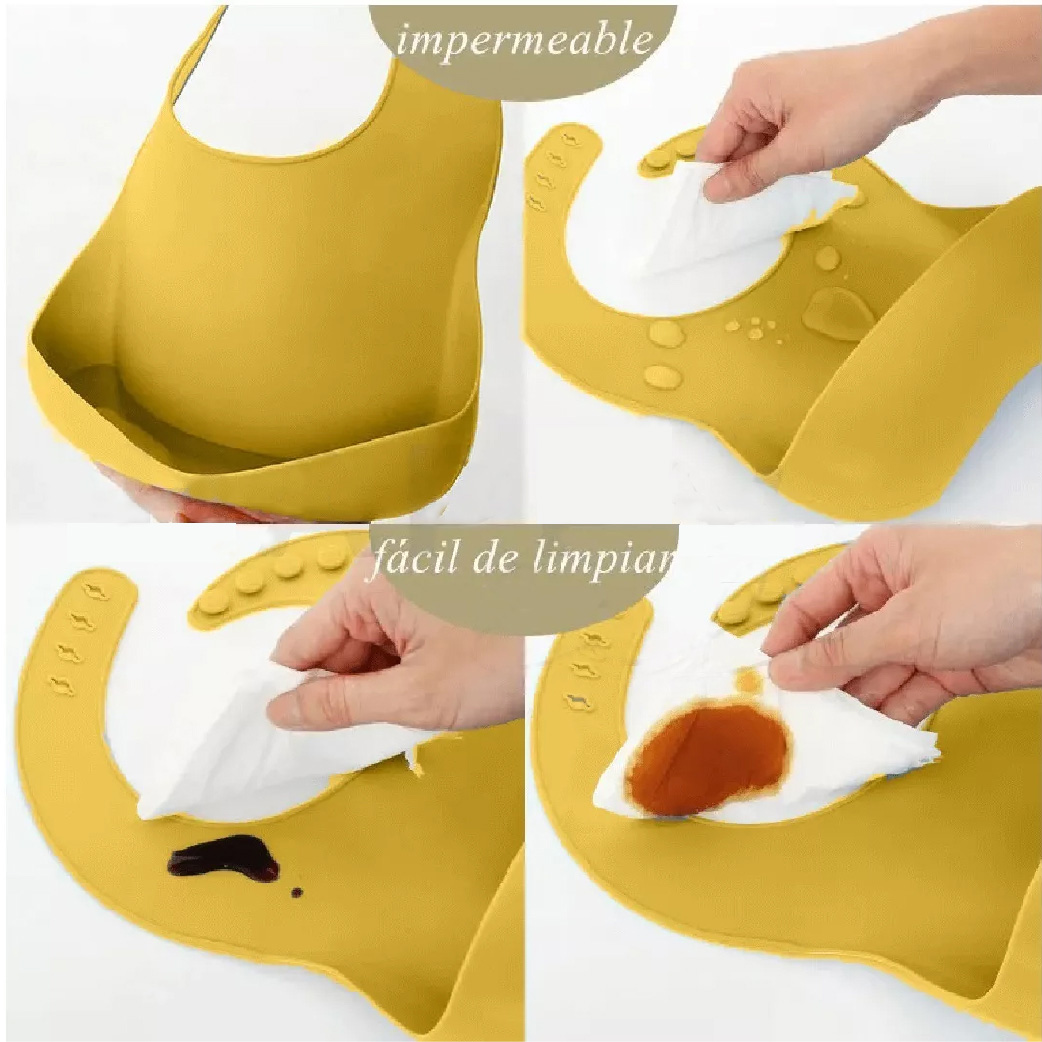 Set comida para bebe de silicona vaso plato cubiertos babero SIN BPA.