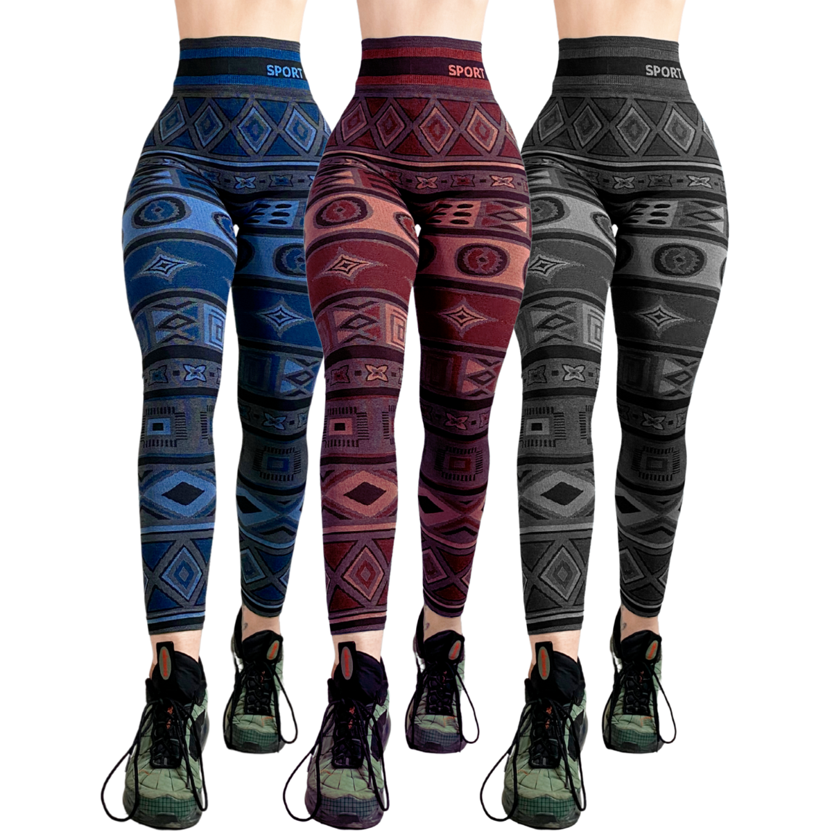 Pack 3 Mallas Lycra Leggins Mujer Gym Casual Mayon Talle alto