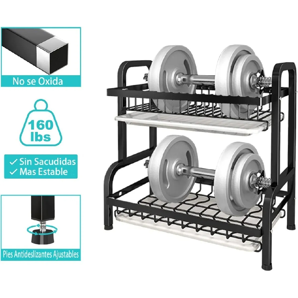 Escurridor de platos, 2 niveles de acero inoxidable, Escurridor de trastes elegante para cocina, con soporte para tabla de cortar y cubiertos a prueba de oxido.