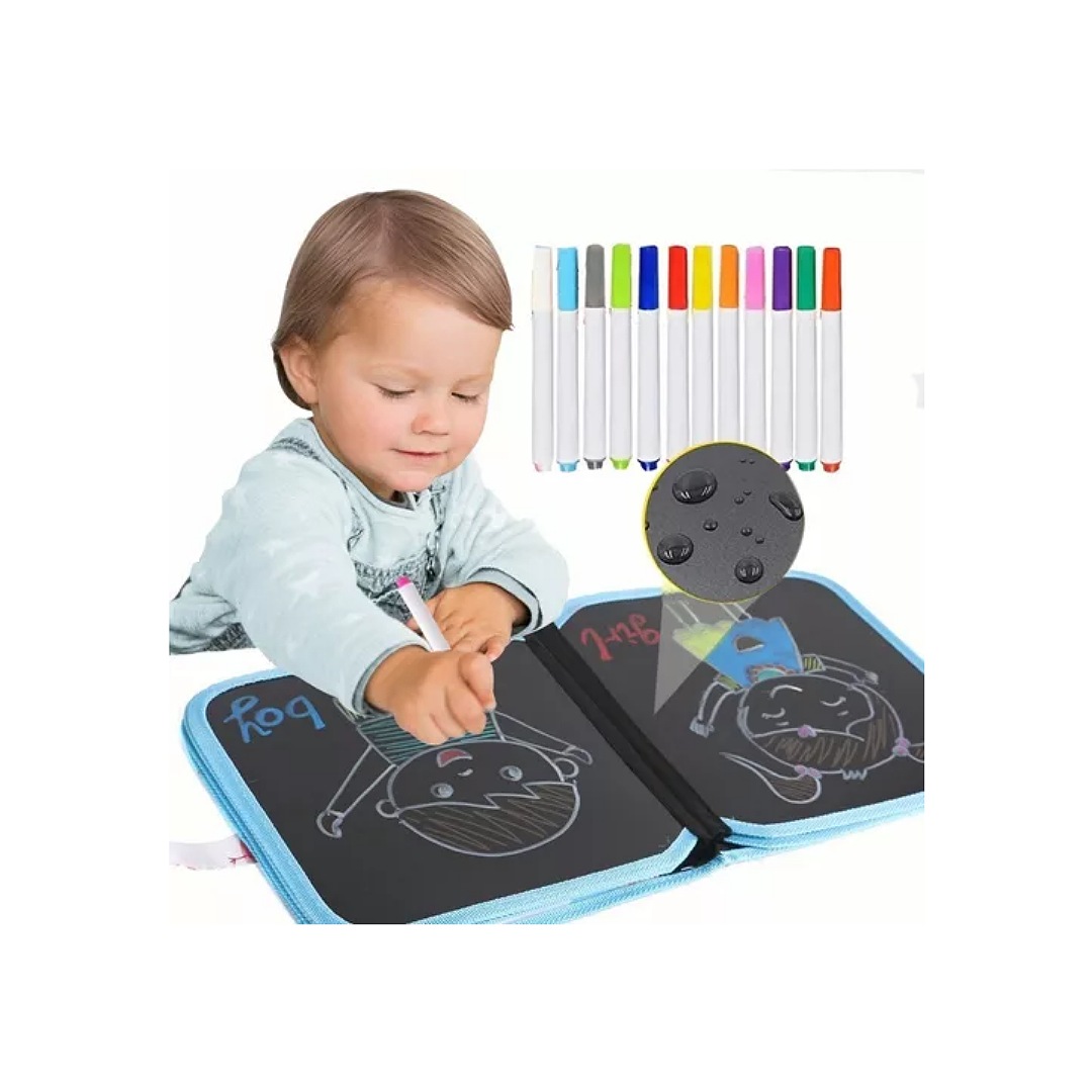 Pizarrón Mágico Infantiles Lapices Dibujo 12 Colores Regalos