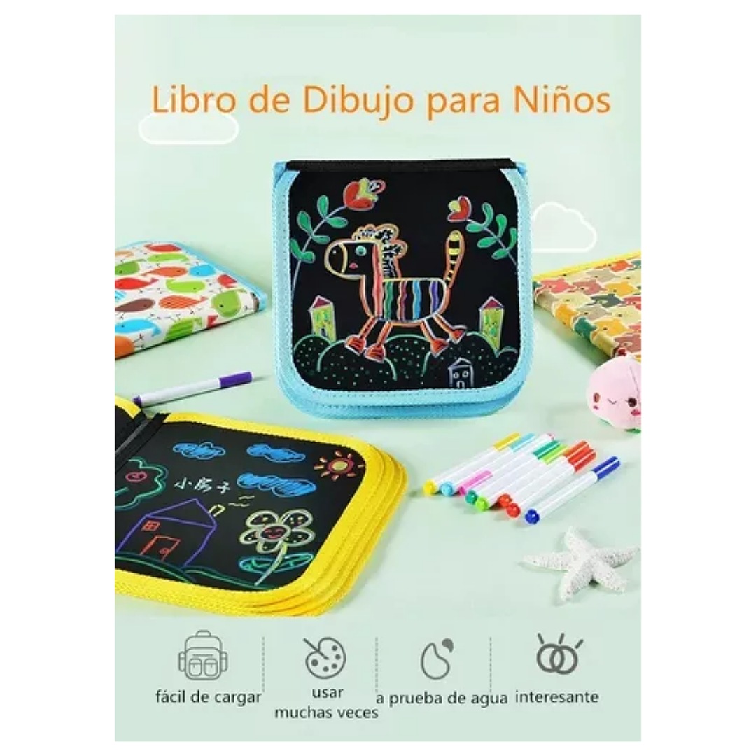 Pizarrón Mágico Infantiles Lapices Dibujo 12 Colores Regalos