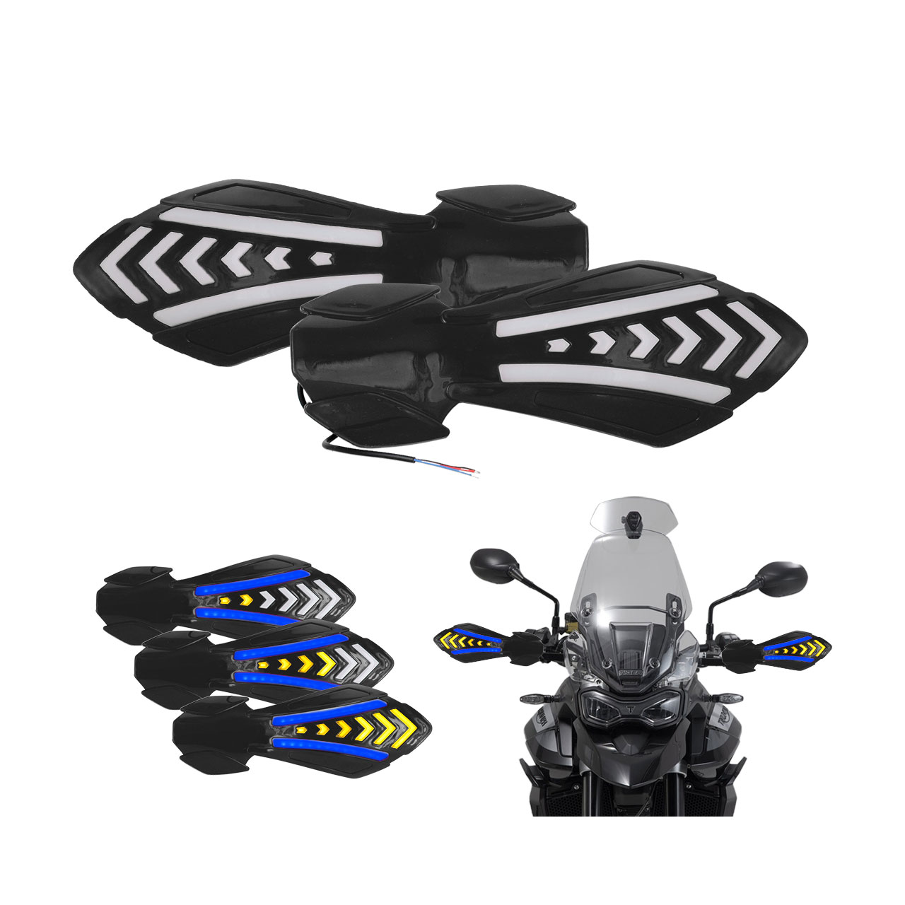 Par Cubre Puños Handguards Luz Led Bicolor Moto Universal