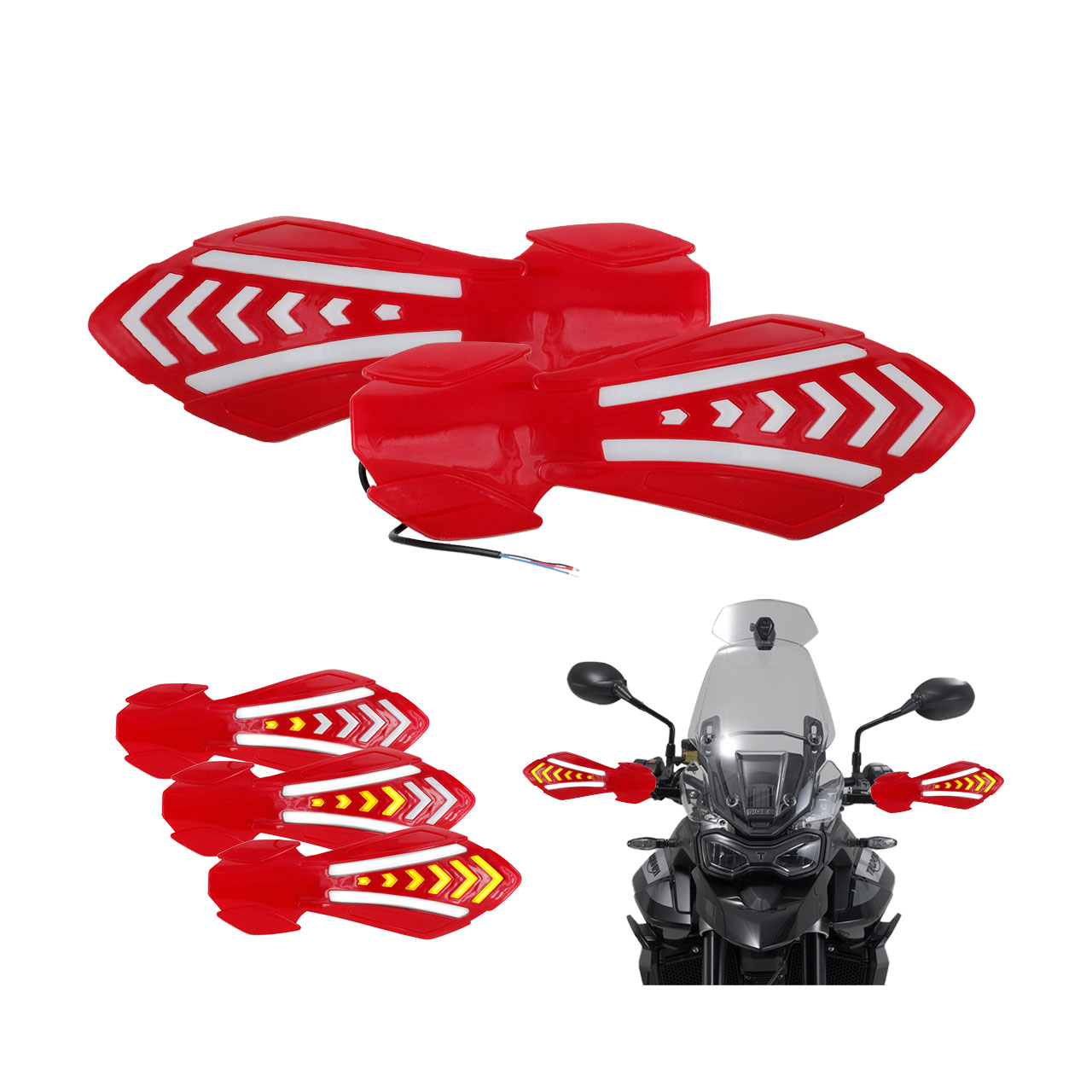 Par Cubre Puños Handguards Luz Led Bicolor Moto Universal