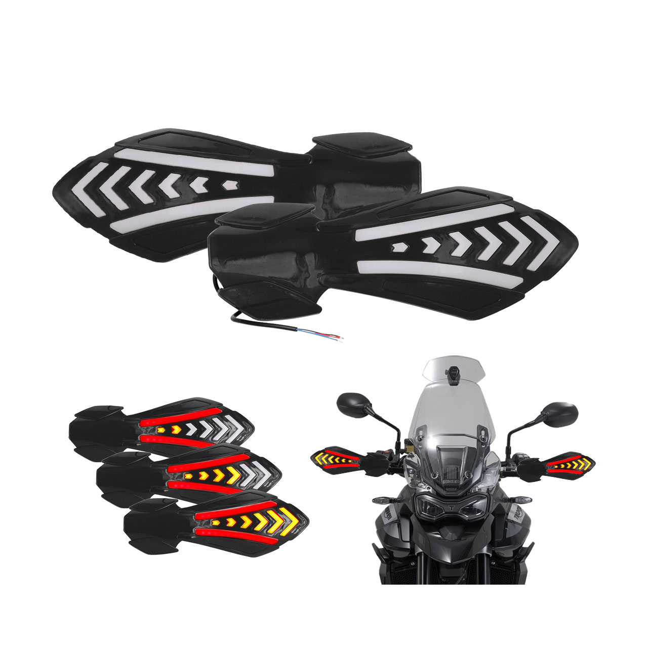 Par Cubre Puños Handguards Luz Led Bicolor Moto Universal