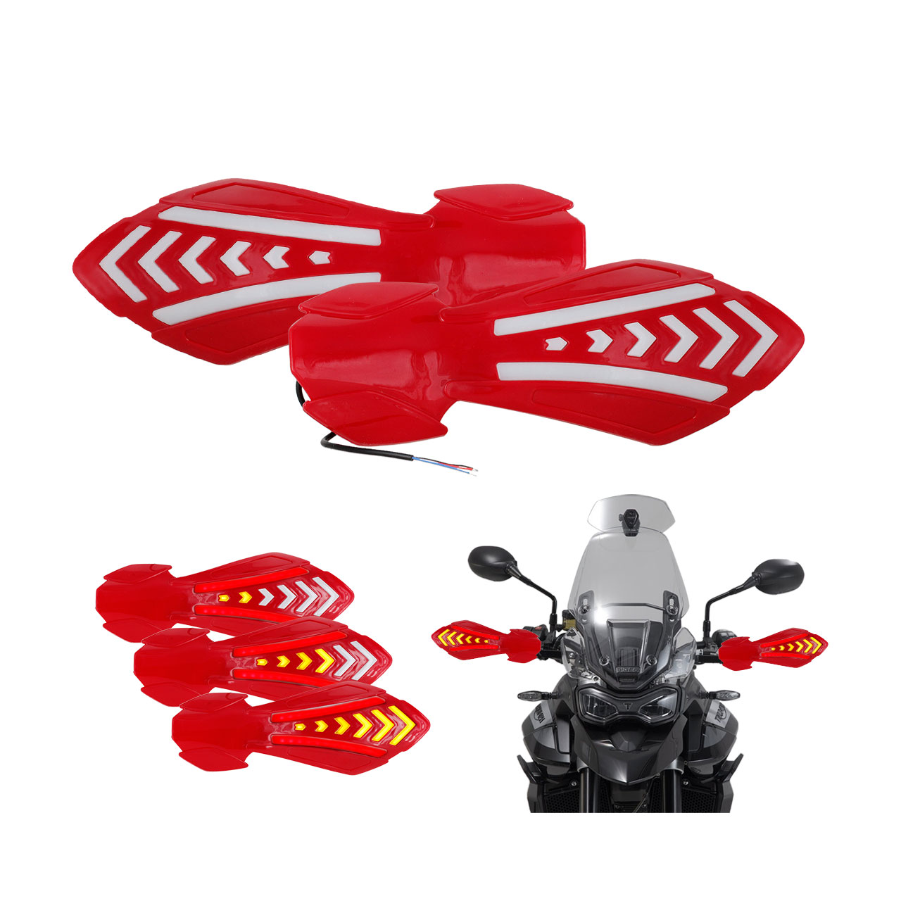 Par Cubre Puños Handguards Luz Led Bicolor Moto Universal