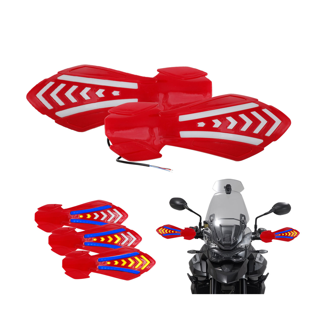 Par Cubre Puños Handguards Luz Led Bicolor Moto Universal