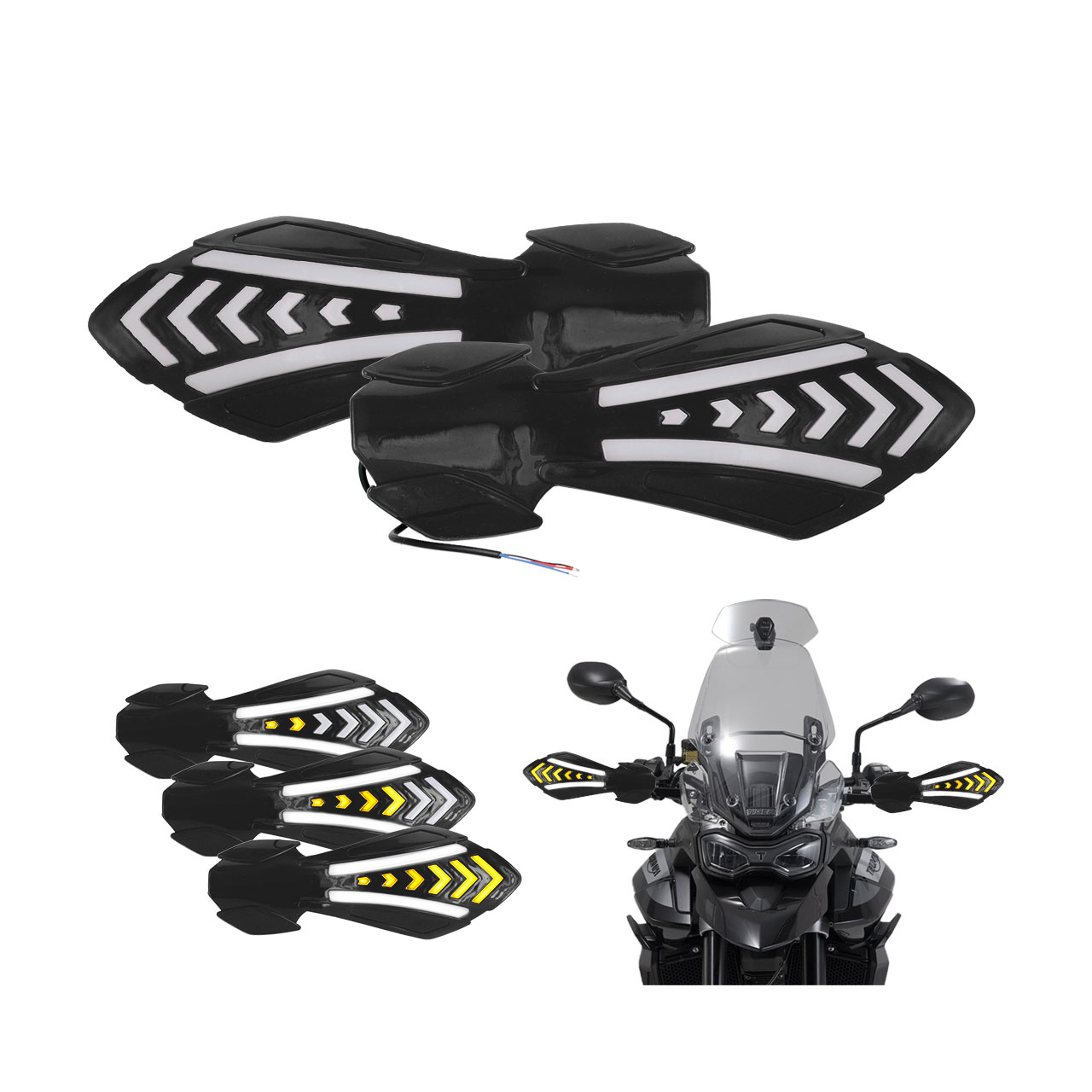 Par Cubre Puños Handguards Luz Led Bicolor Moto Universal