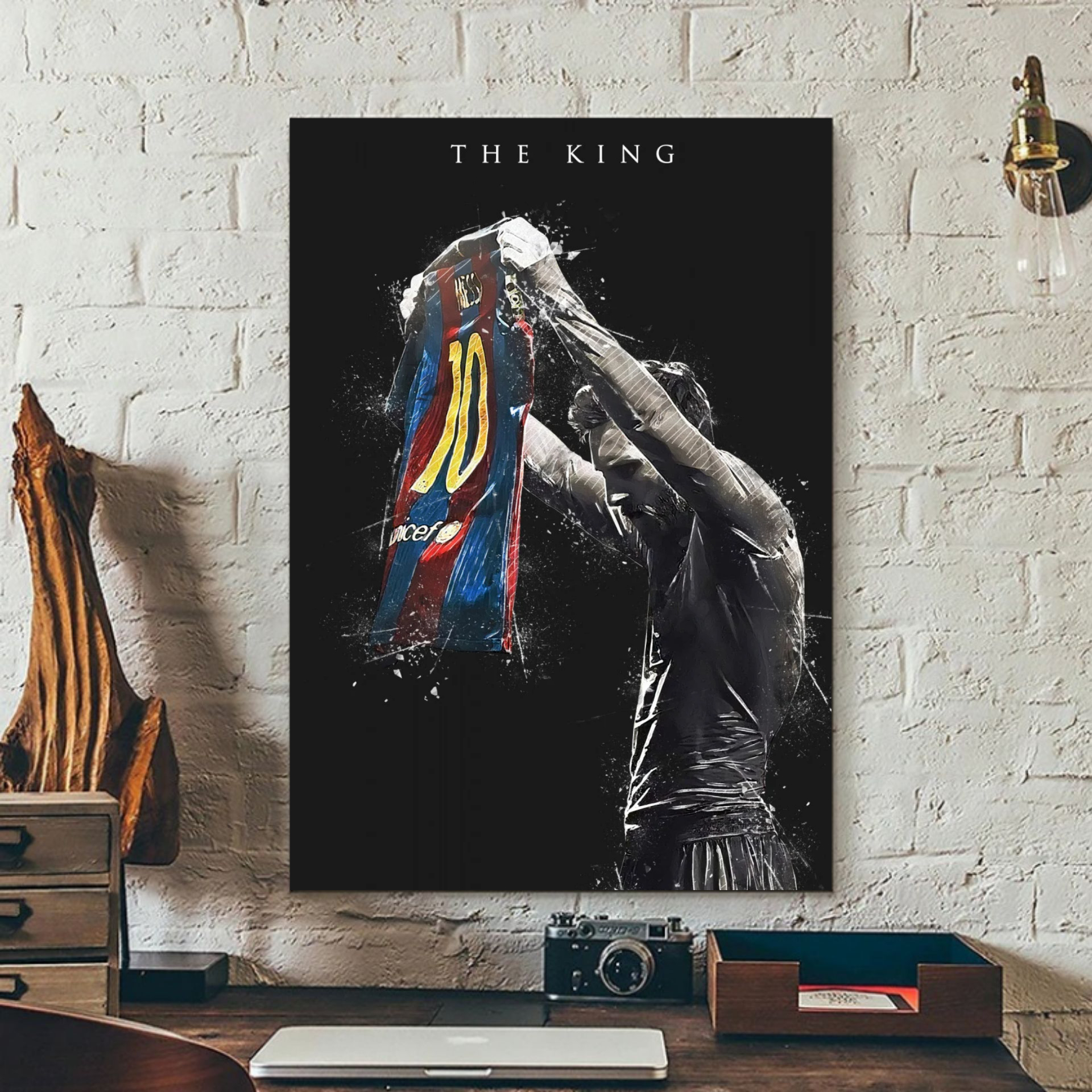 Cuadro Decorativo Messi The King Futbol Artistico Unico 28x41cm 