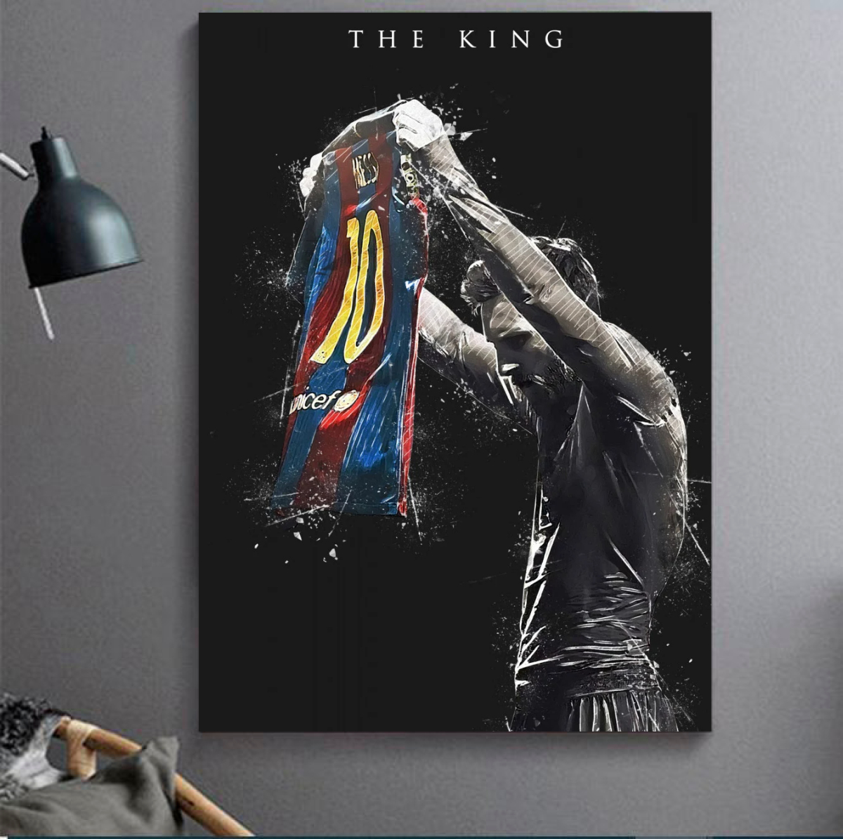 Cuadro Decorativo Messi The King Futbol Artistico Unico 28x41cm 