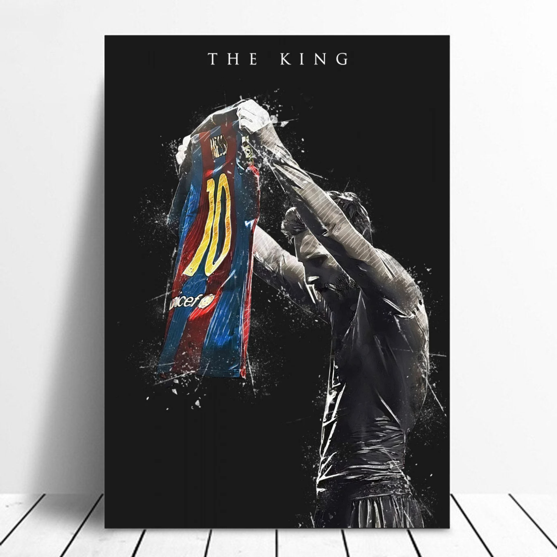 Cuadro Decorativo Messi The King Futbol Artistico Unico 28x41cm 