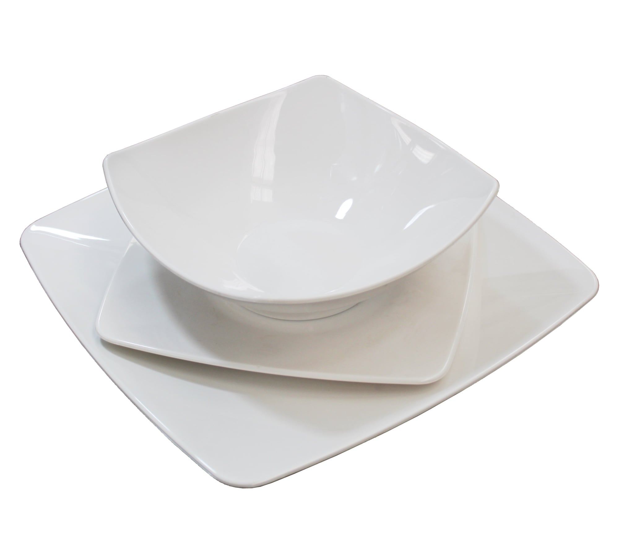 Vajilla Blanca Cuadrada Policarbonato para 4 personas