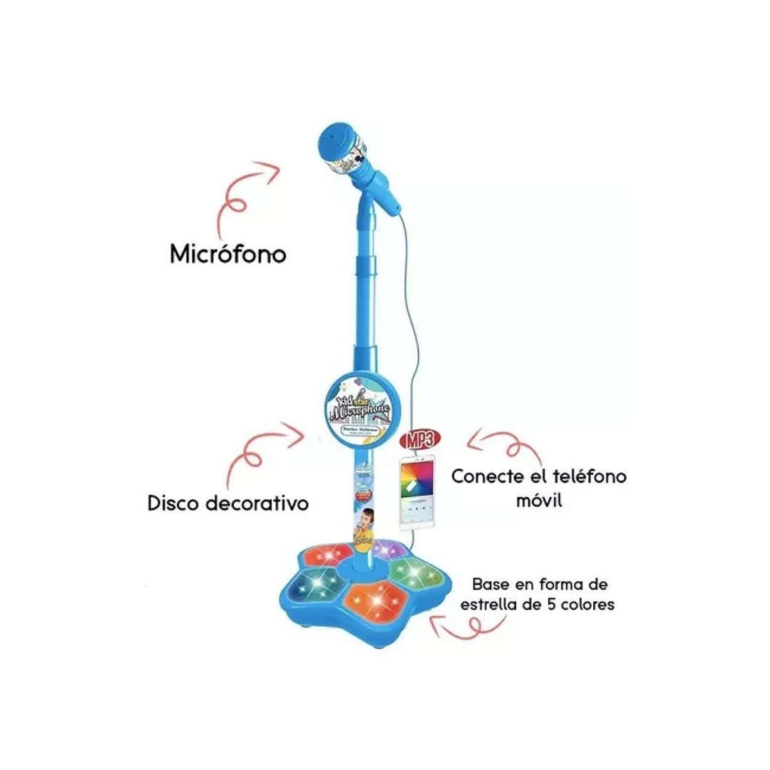 Micrófono Juguete Con Base Bocina Luces Infantil Karaoke