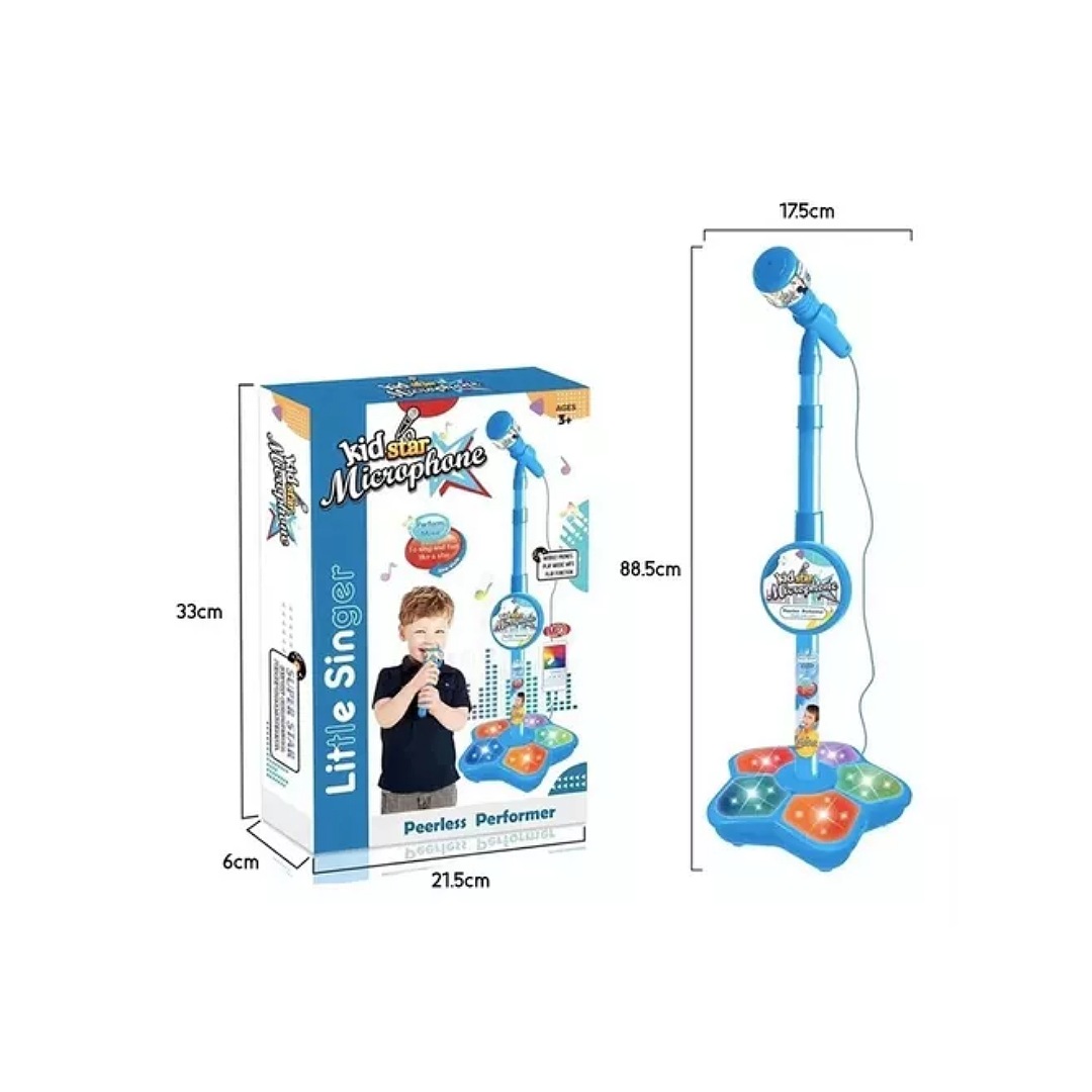 Micrófono Juguete Con Base Bocina Luces Infantil Karaoke