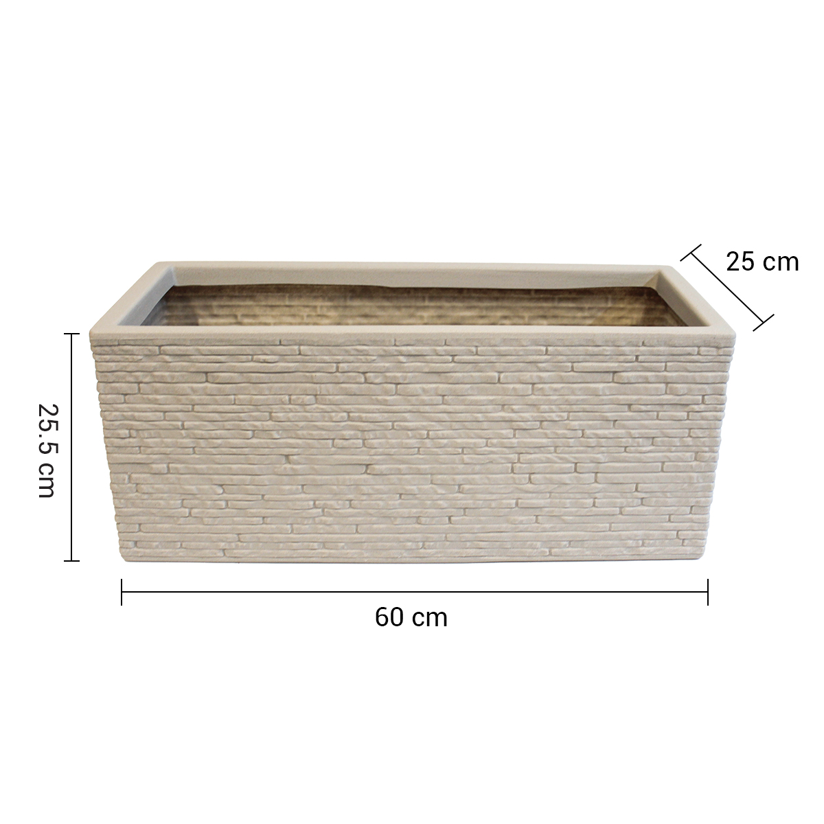 Maceta Jardinera Rectangular Efecto Ladrillo. Strata Gris