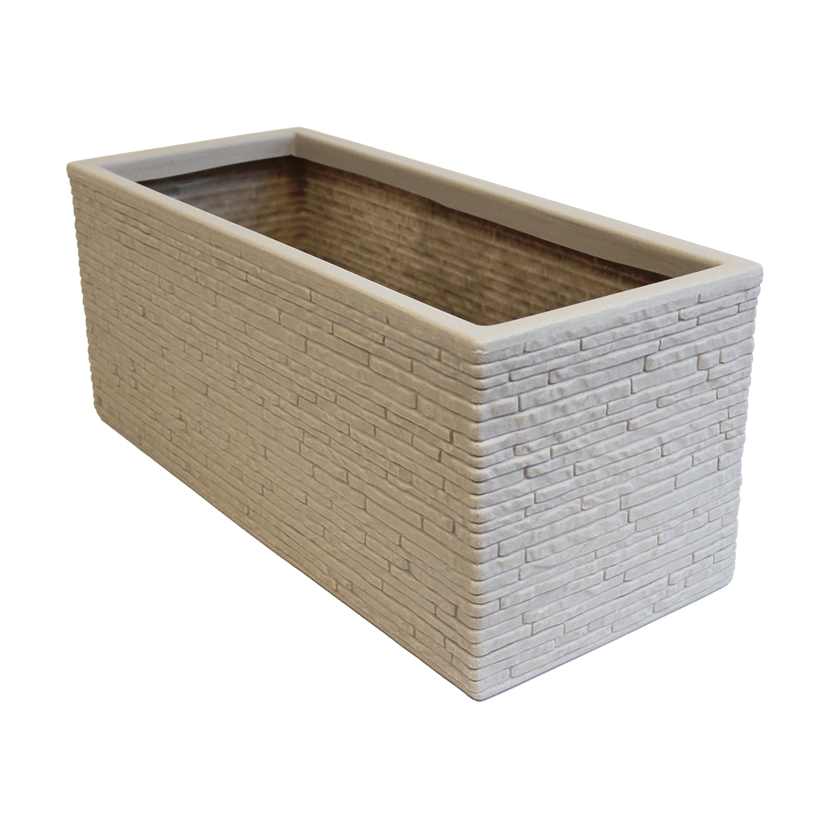 Maceta Jardinera Rectangular Efecto Ladrillo. Strata Gris