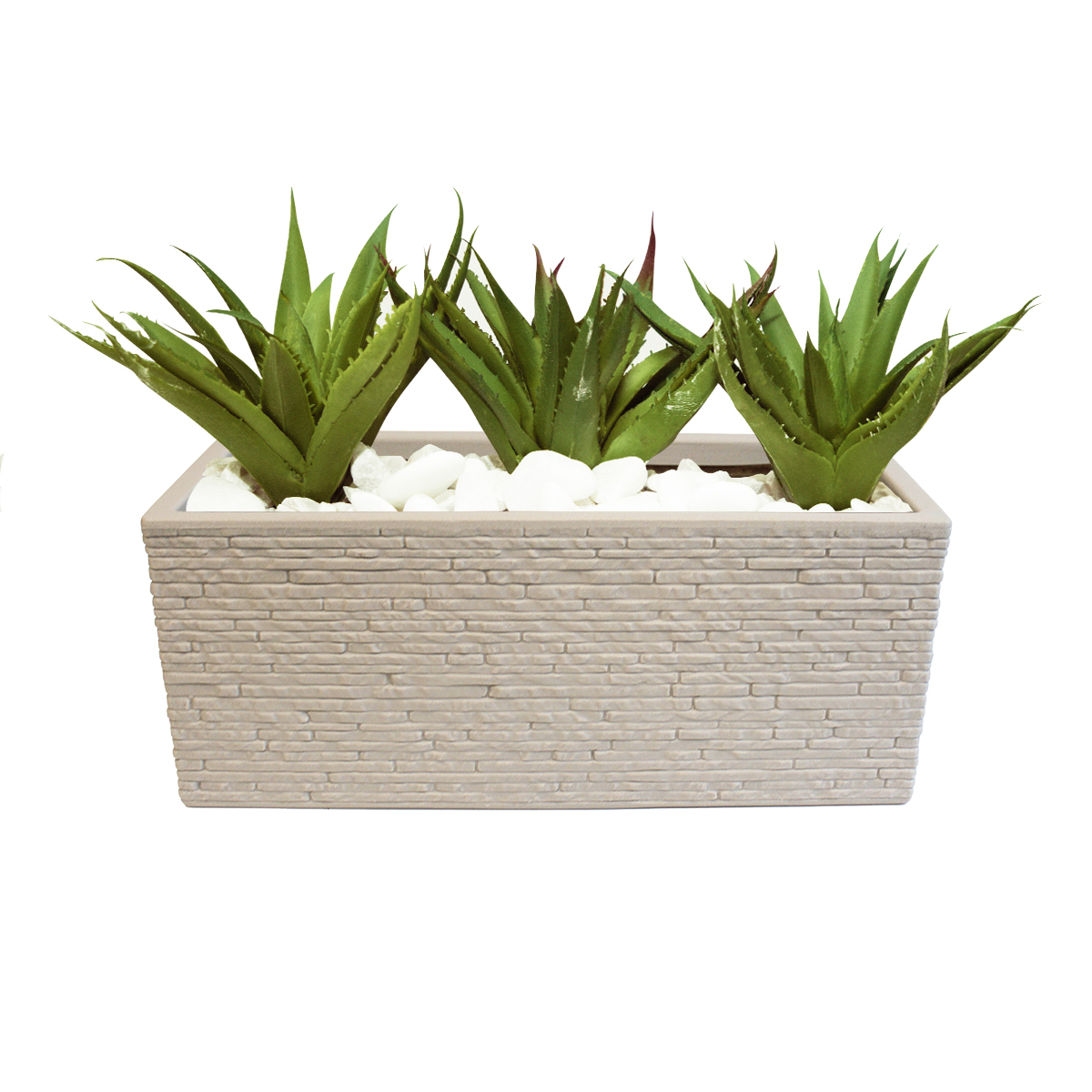 Maceta Jardinera Rectangular Efecto Ladrillo. Strata Gris
