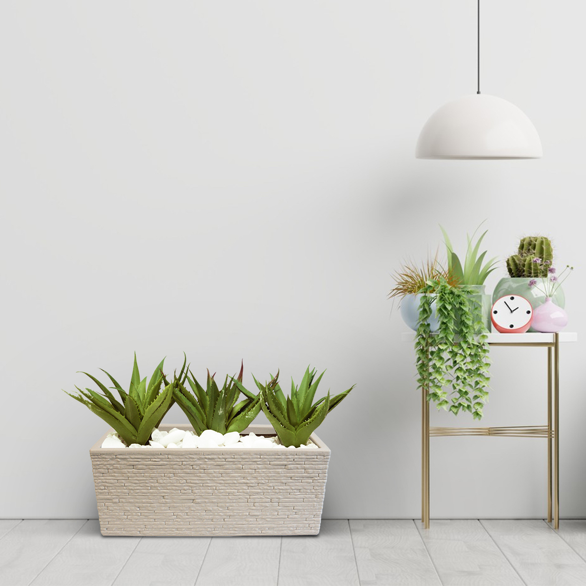 Maceta Jardinera Rectangular Efecto Ladrillo. Strata Gris