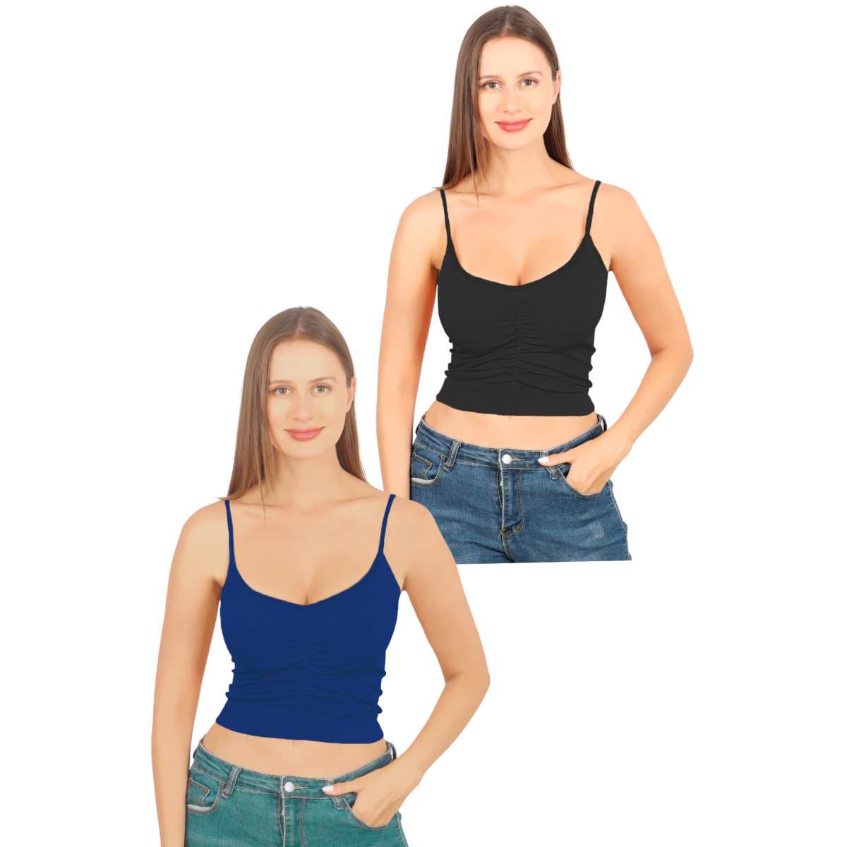 Pack 2 Blusas Top Tirantes Canalé Fresca Basicos De Mujer