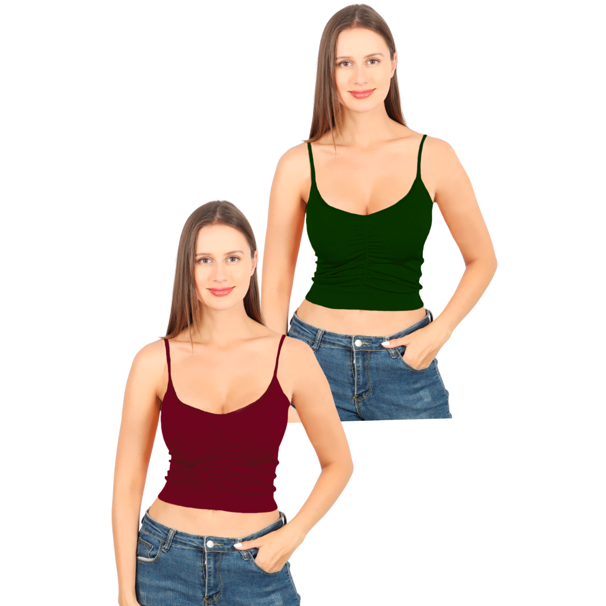 Pack 2 Blusas Top Tirantes Canalé Fresca Basicos De Mujer