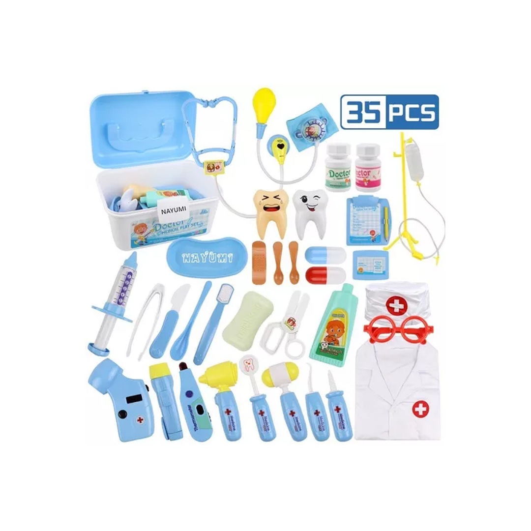 Set Juguetes De Doctor Medicina Ambulancia Rol Para Niños 35 pzas