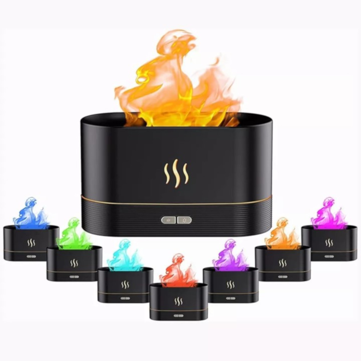 Humidificador Difusor Petukita Box Negro Efecto Llama